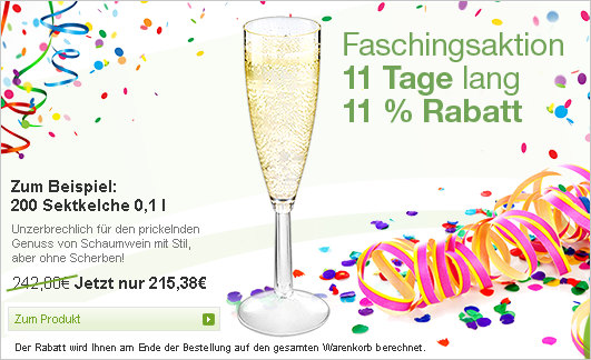 Faschingsaktion - 11 Tage lang - 11 % Rabatt